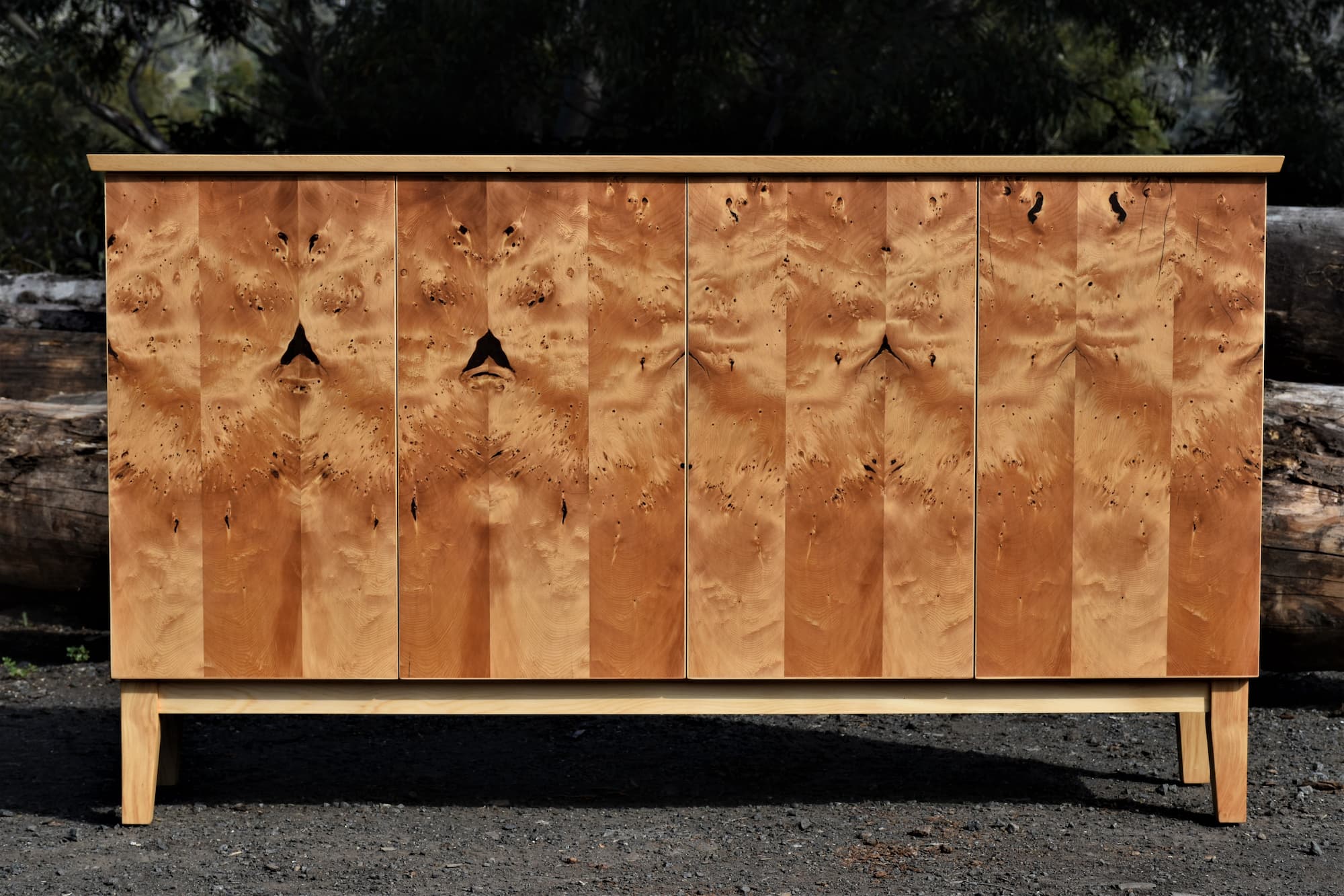 Huon pine sideboard with book-matched timber veneer doors